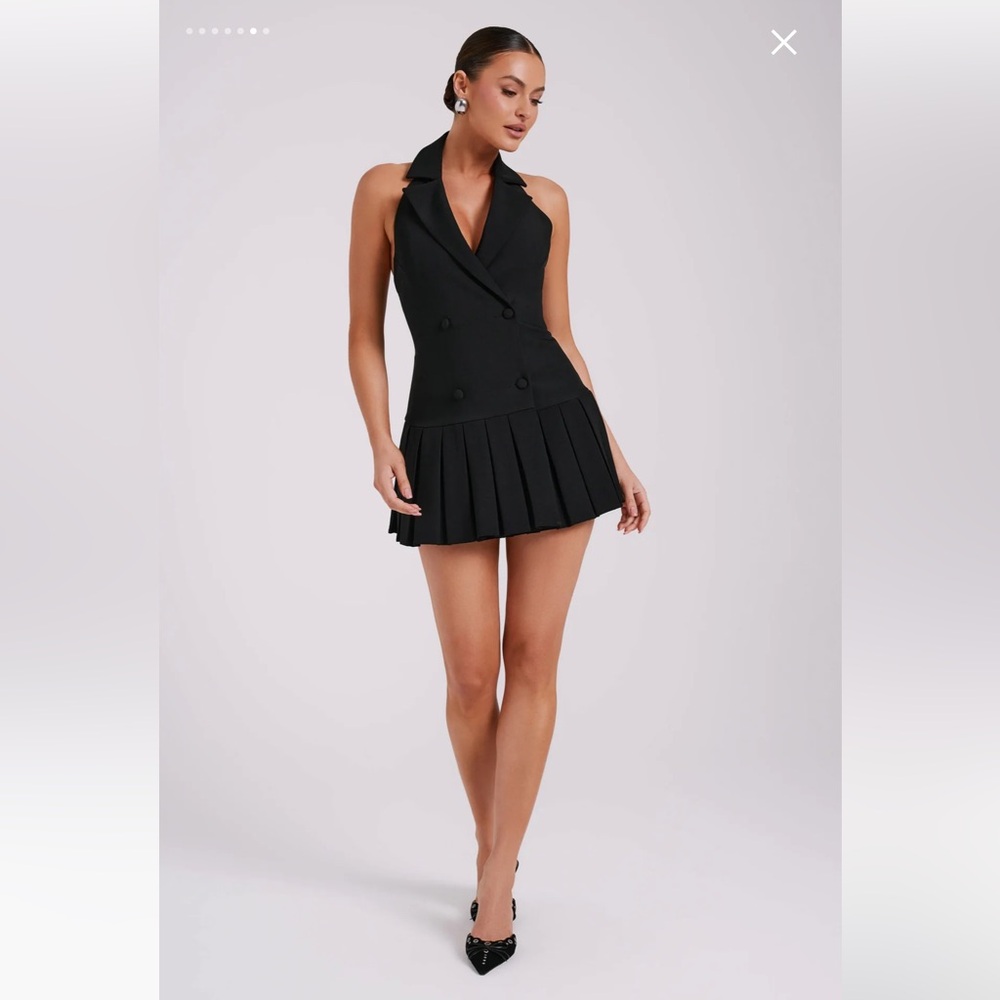 Meshki Antoinette Pleated Mini Dress - Black Size Small